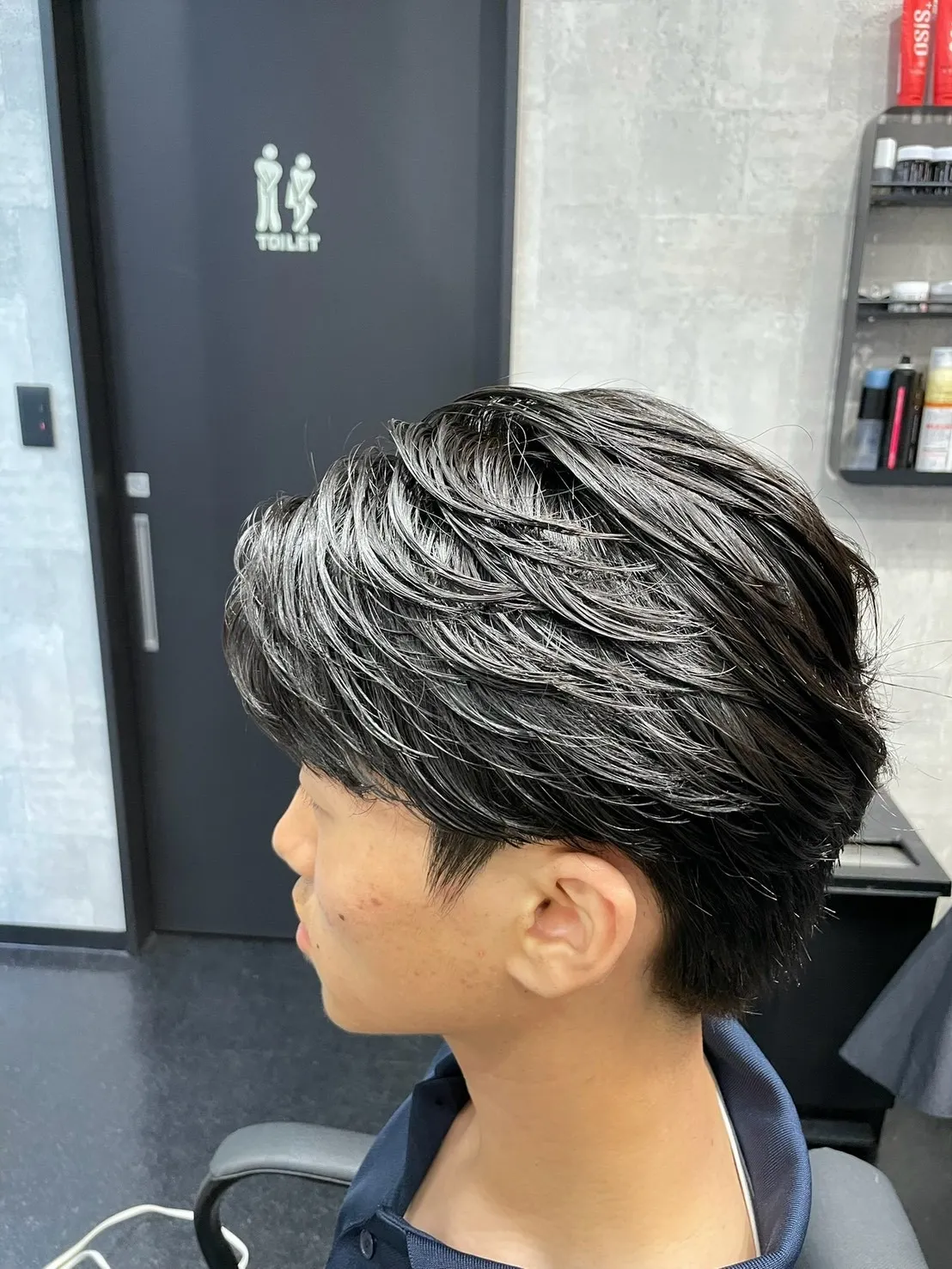フェザーパーマ×センターパート